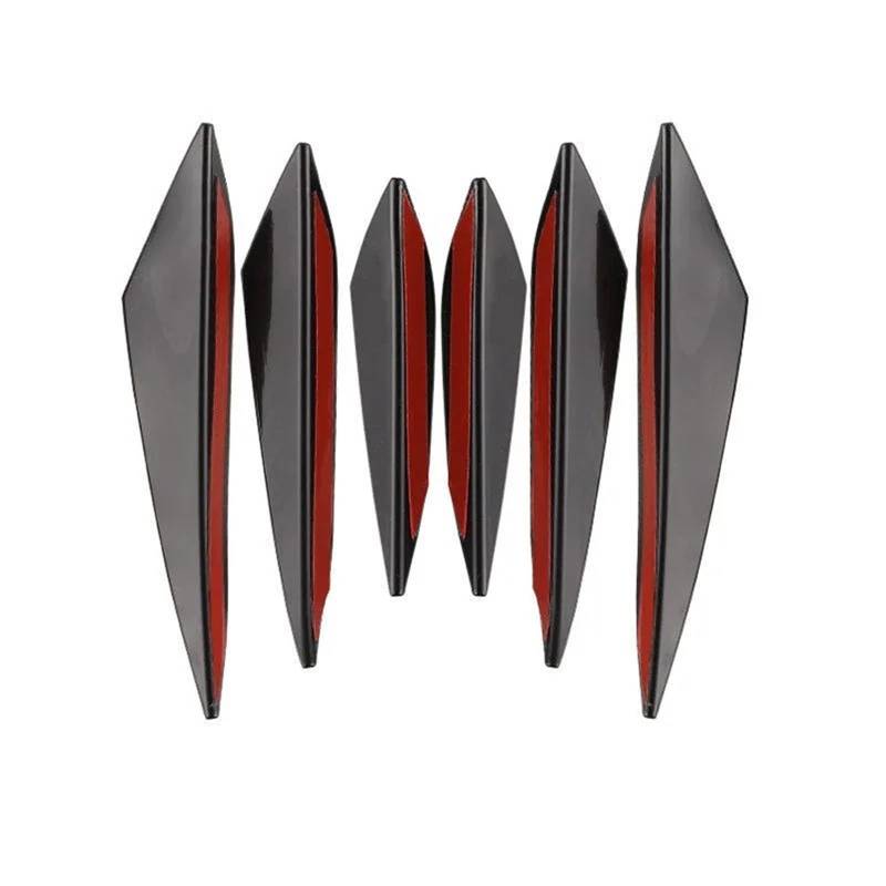 Heckspoiler Lippe 4/6 Stücke Universal Front Stoßstange Lip Dekoration Diffusor Splitter Flossen Körper Spoiler Canards Valence Kinn Auto Tuning Canard Decor(6PCS Black) von Sqnbra