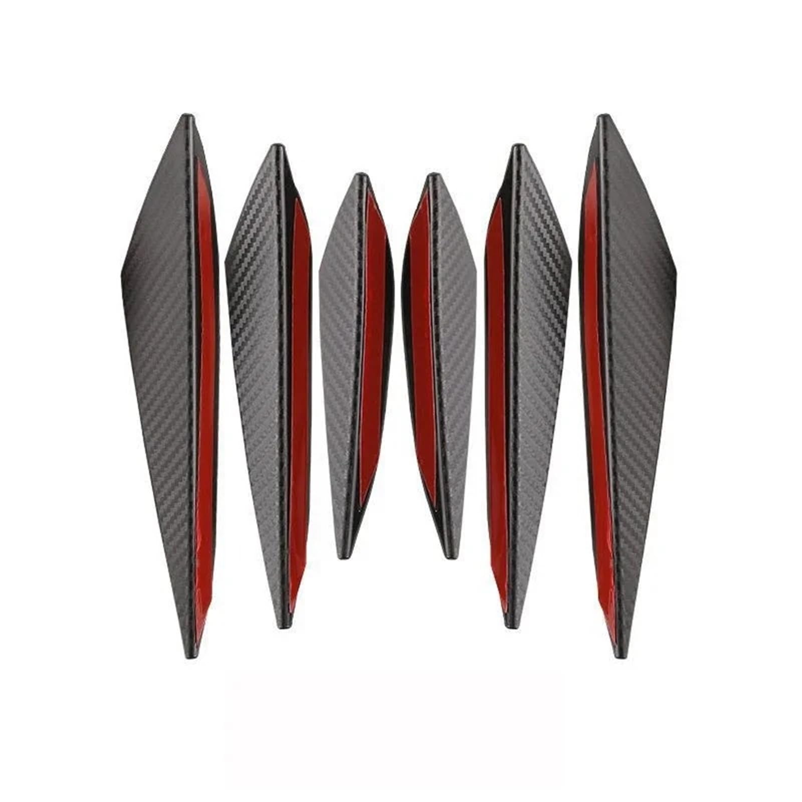 Heckspoiler Lippe 4/6 Stücke Universal Front Stoßstange Lip Dekoration Diffusor Splitter Flossen Körper Spoiler Canards Valence Kinn Auto Tuning Canard Decor(6PCS Carbon Fiber) von Sqnbra