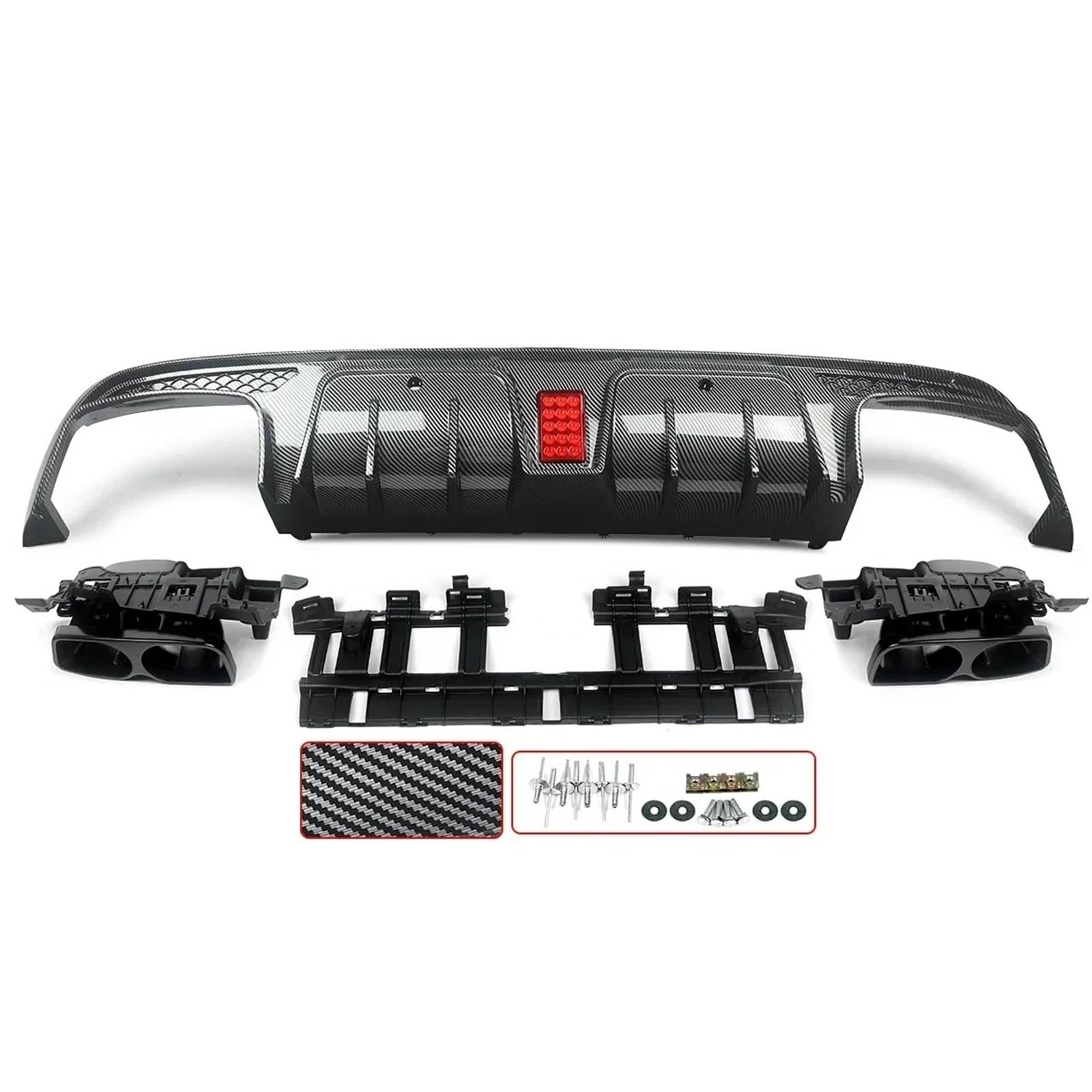 Heckspoiler Lippe Für Benz C-Klasse W205 C63/C63S/C43 4-Türer 2015 2016 2017 2018 2019 2020 2021 Limousine Heckdiffusor Mit Auspuffendrohren Carbon Look(Carbon Look) von Sqnbra