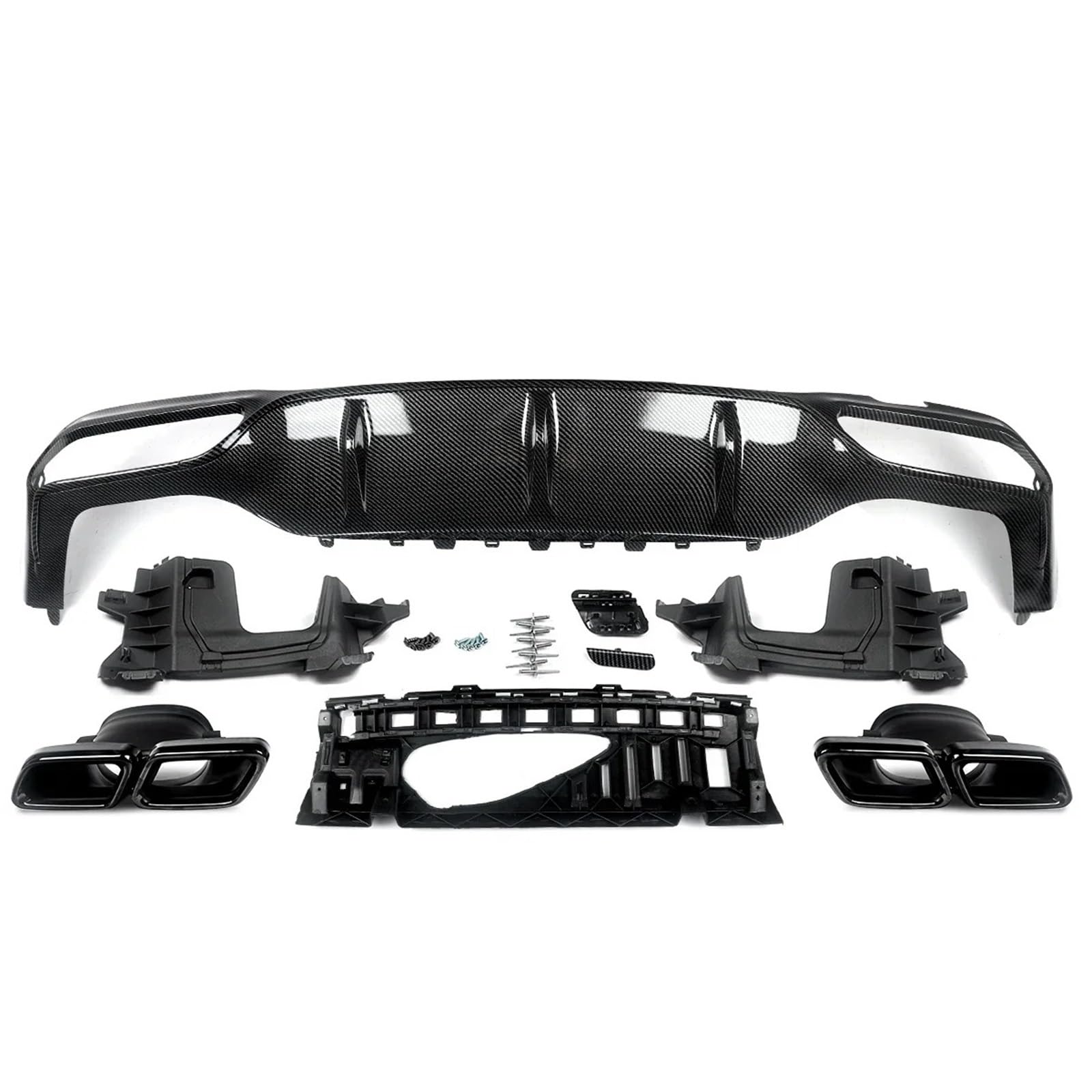 Heckspoiler Lippe Für Benz W213 AMG E63 Style Carbon Heckstoßstangendiffusor Mit Auspuffblenden In Glänzendem Schwarz(Carbon Look) von Sqnbra