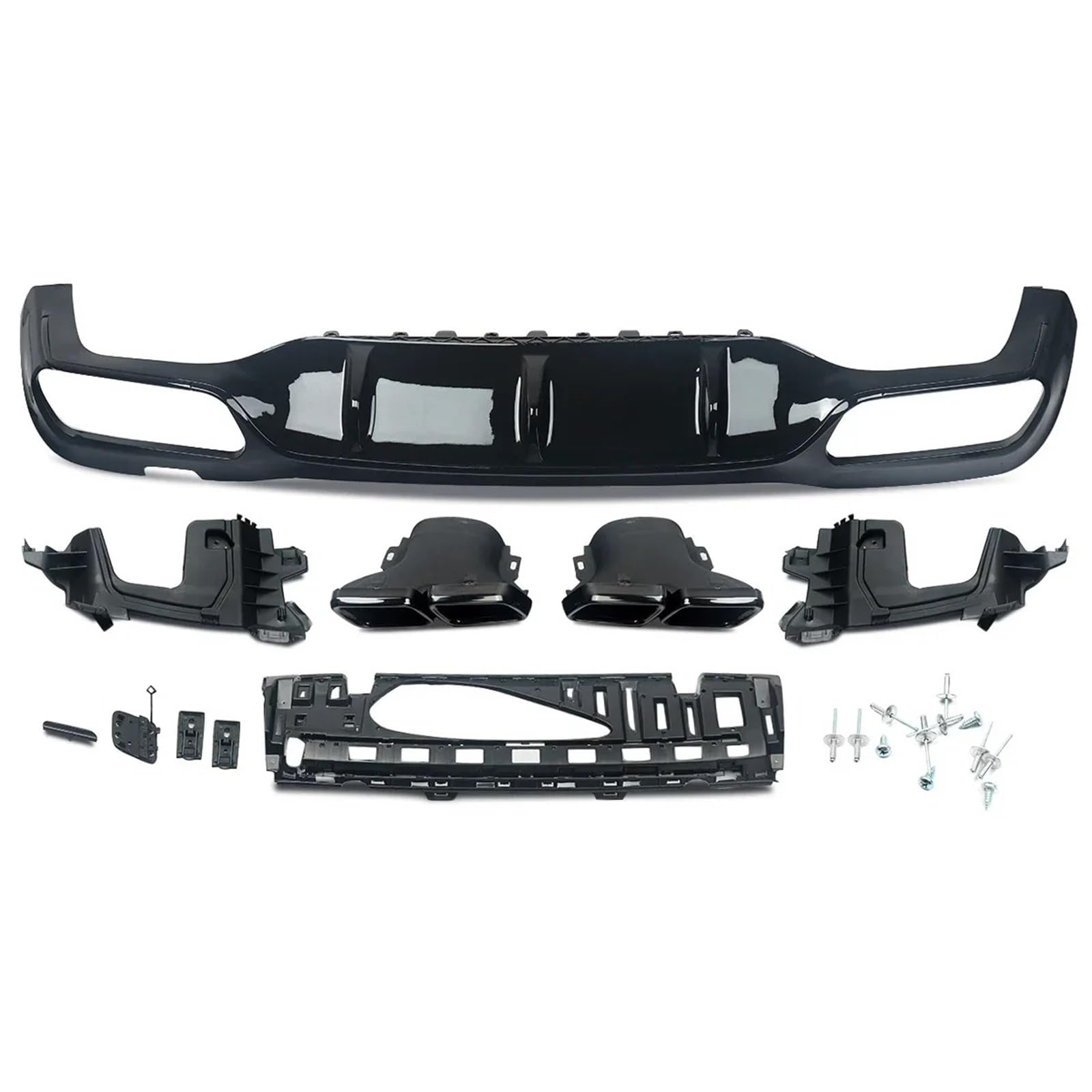 Heckspoiler Lippe Für Benz W213 AMG E63 Style Carbon Heckstoßstangendiffusor Mit Auspuffblenden In Glänzendem Schwarz(Glossly Black) von Sqnbra