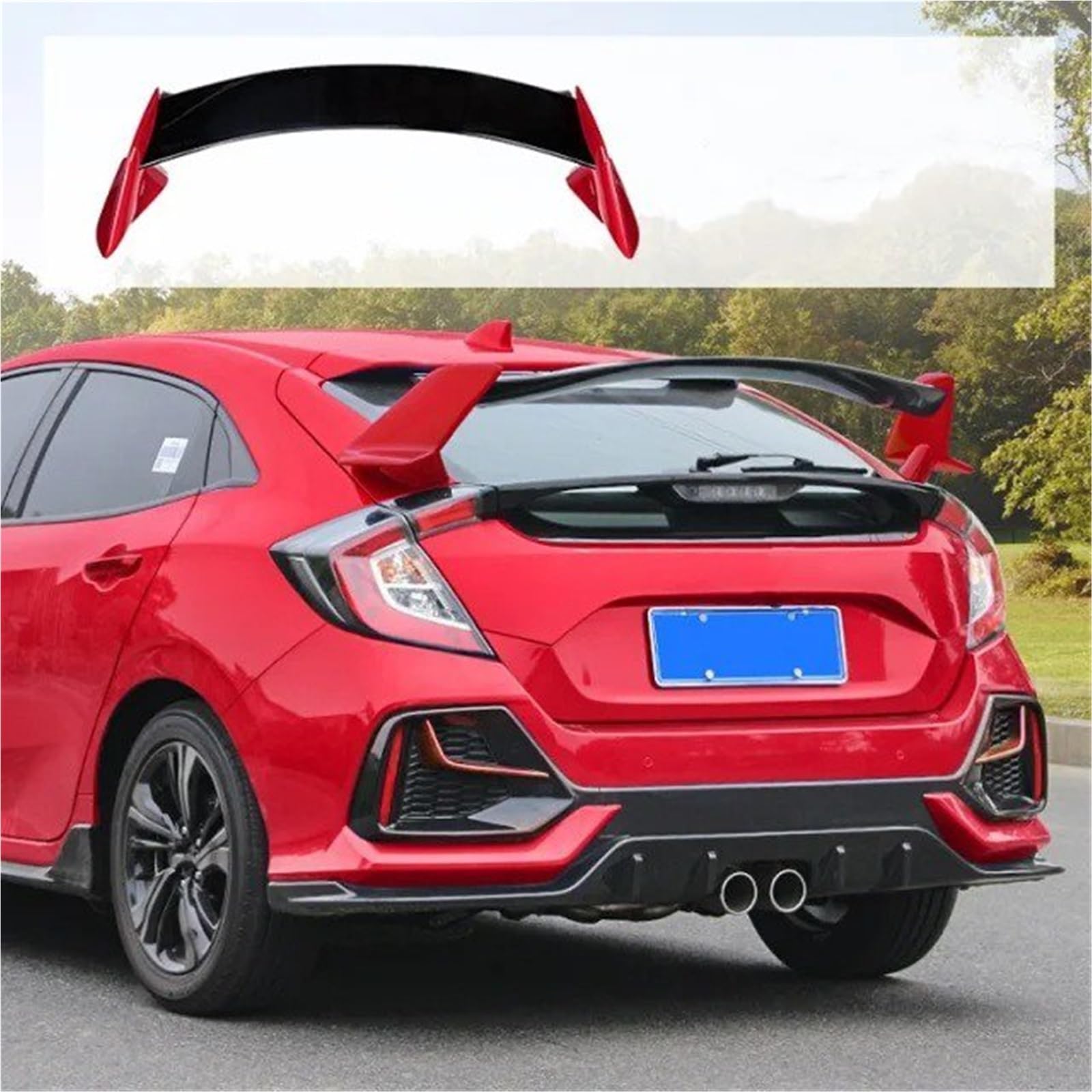 Heckspoiler Lippe Für Civic 2016 2017 2018 2019 2020 10. Generation FK7 Fließheck Heckspoiler Typ-R Stil Tuning Dachflügel Kofferraumlippe Dekoration(Red Black) von Sqnbra