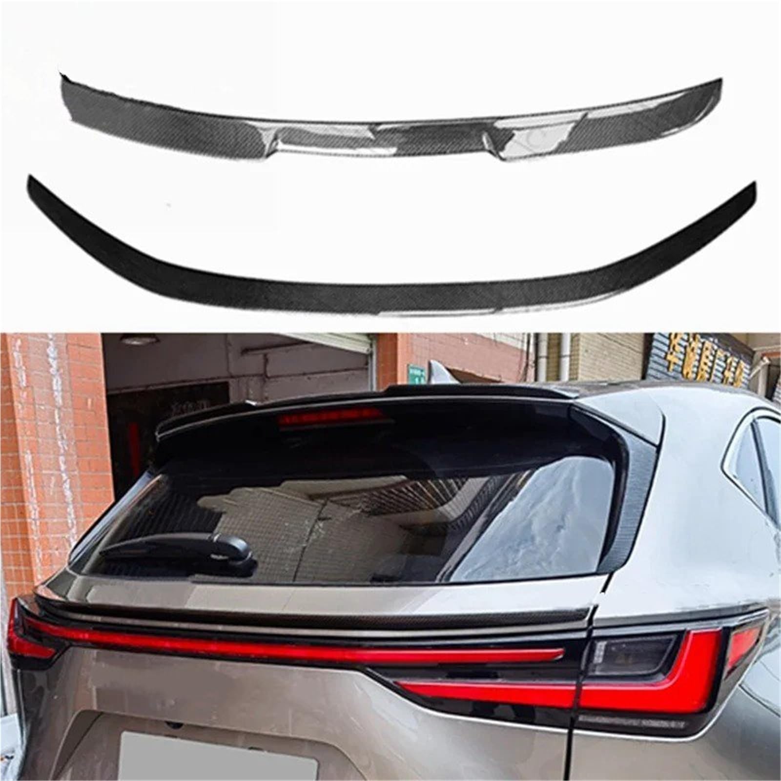 Heckspoiler Lippe Für Lexus NX NX200 NX200t NX300h 2022 2023 Auto Dach Spoiler Auto Styling Carbon Fiber Auto HECKFLÜGEL Kofferraum Lip Mitte Spoiler(Kohlefaser) von Sqnbra