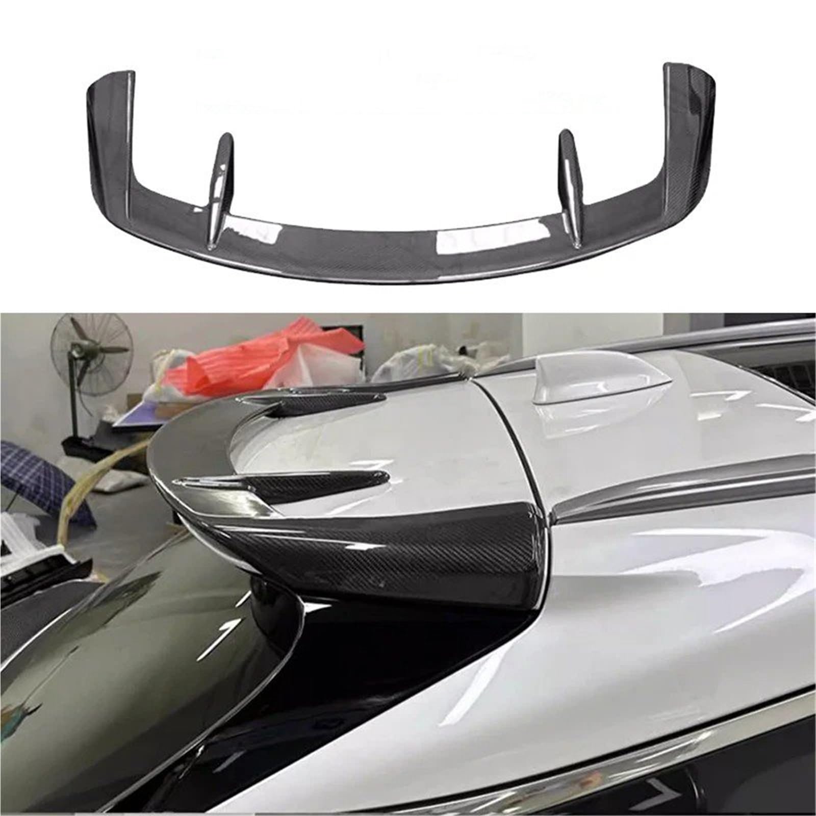 Heckspoiler Lippe Für Lexus RX 350 450 500 Schwarz Carbon Fiber Stamm Deckel TRD Center Flügel Auto Spoiler Dekoration 2023 Zubehör Änderung FRP(Roof Carbon Fiber) von Sqnbra