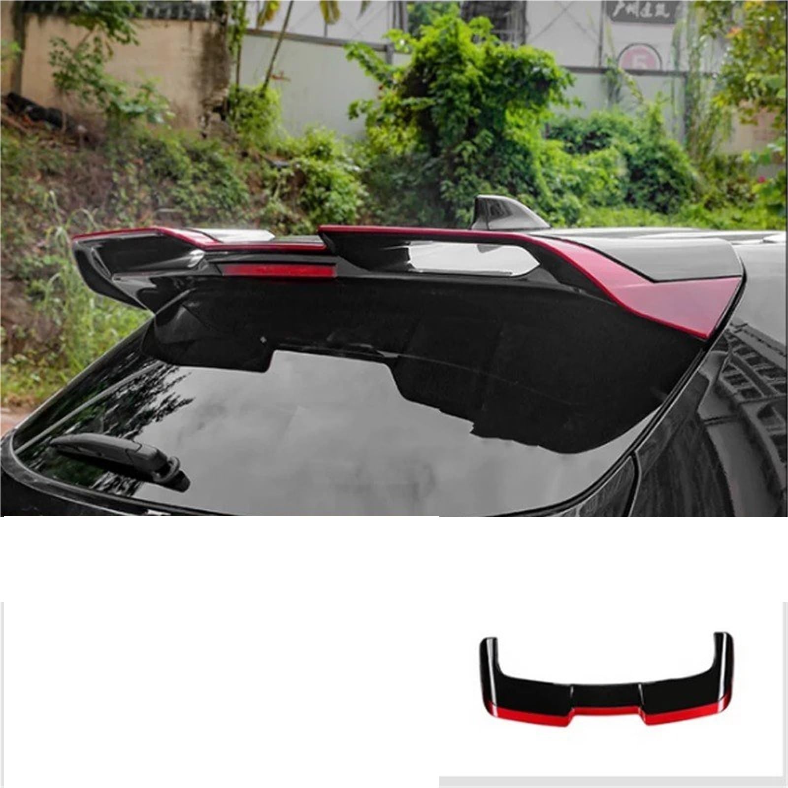 Heckspoiler Lippe Für Toyota Für Highlander 4th 20212022 2023 2024 Neue MC Mecha Form Hinten Stamm Spoiler Hinten Flügel Lip Carbon Fiber ABS Flügel Spoiler Auto Stylin(Black and Red) von Sqnbra
