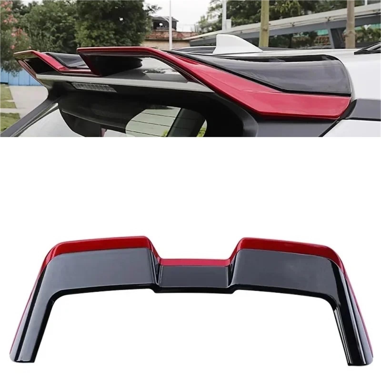 Heckspoiler Lippe Für Toyota Für Rav4 4 2020 2021 2022 2023 2024 Schwarz Rot Weiß Carbon Look Lackiert ABS Spoiler Flügel(Black with Red) von Sqnbra