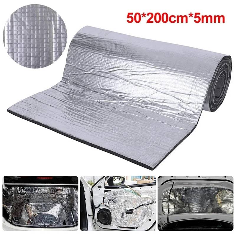 Motorraumdämmung 5mm/10mm Für Motorhaube Tür Wand Auto Sound Deadener Matte Sound Proof Wärmedämmung Klebstoff Trittschalldämmung Lärm Isolierung Matte(50X200cmX5mm) von Sqnbra
