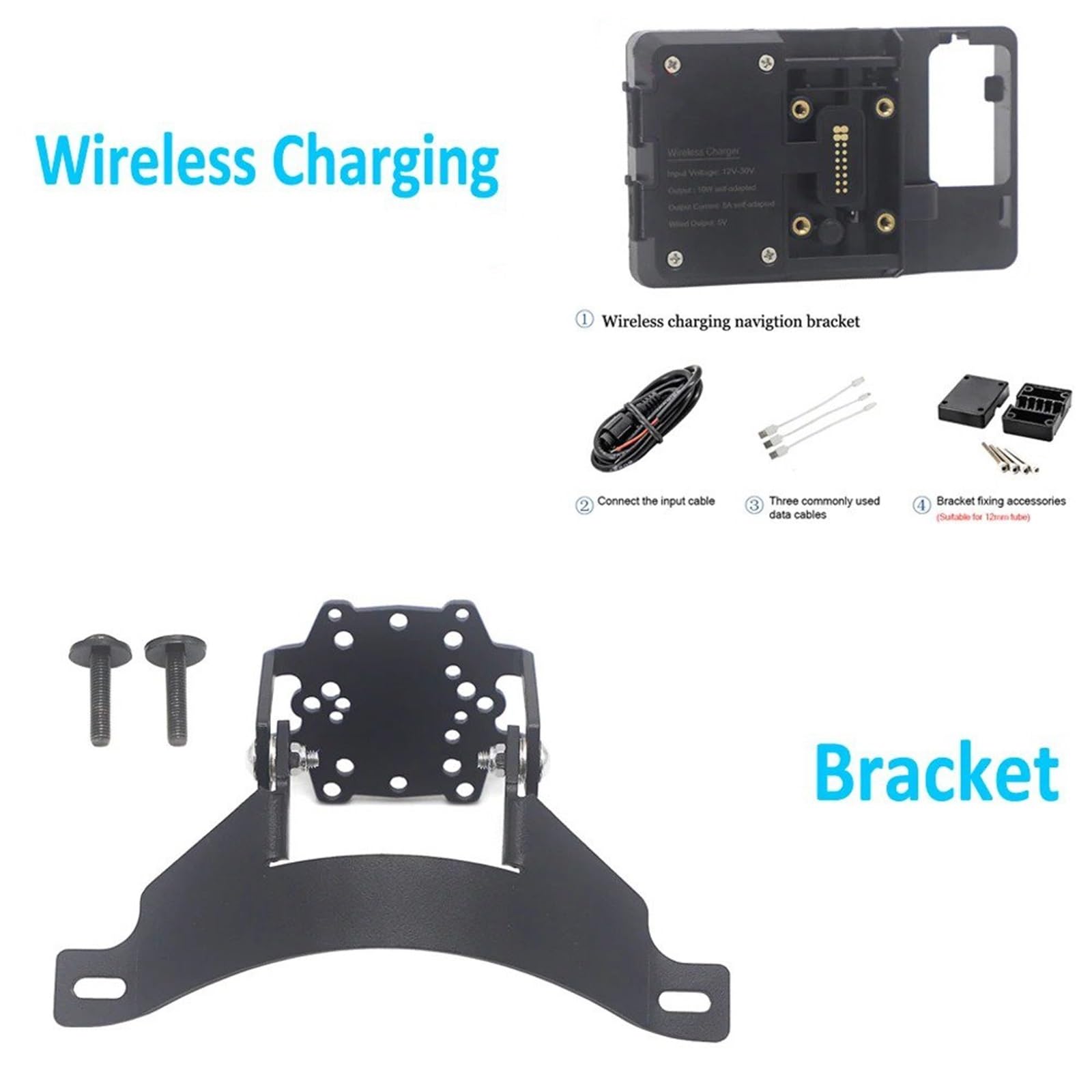 Navigationshalterung Für Ducati MULTISTRADA 1200 2010 2011 2012 Handy-Navigationshalterung USB Wireless Charging GPS Adapterhalter(Wireless and Bracket) von Sqnbra