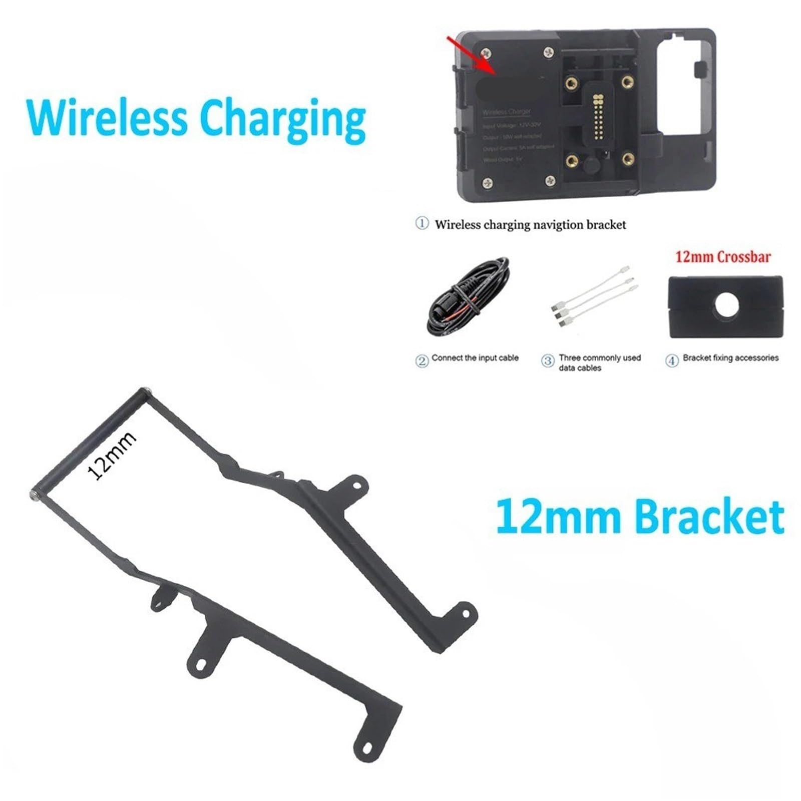 Navigationshalterung Für Forza NSS750 NSS 750 2021 12mm / 22mm Motorrad Handy GPS Halterung Drahtlose Ladestation Navigation Halterung Bord(12mm Wireless Stand) von Sqnbra