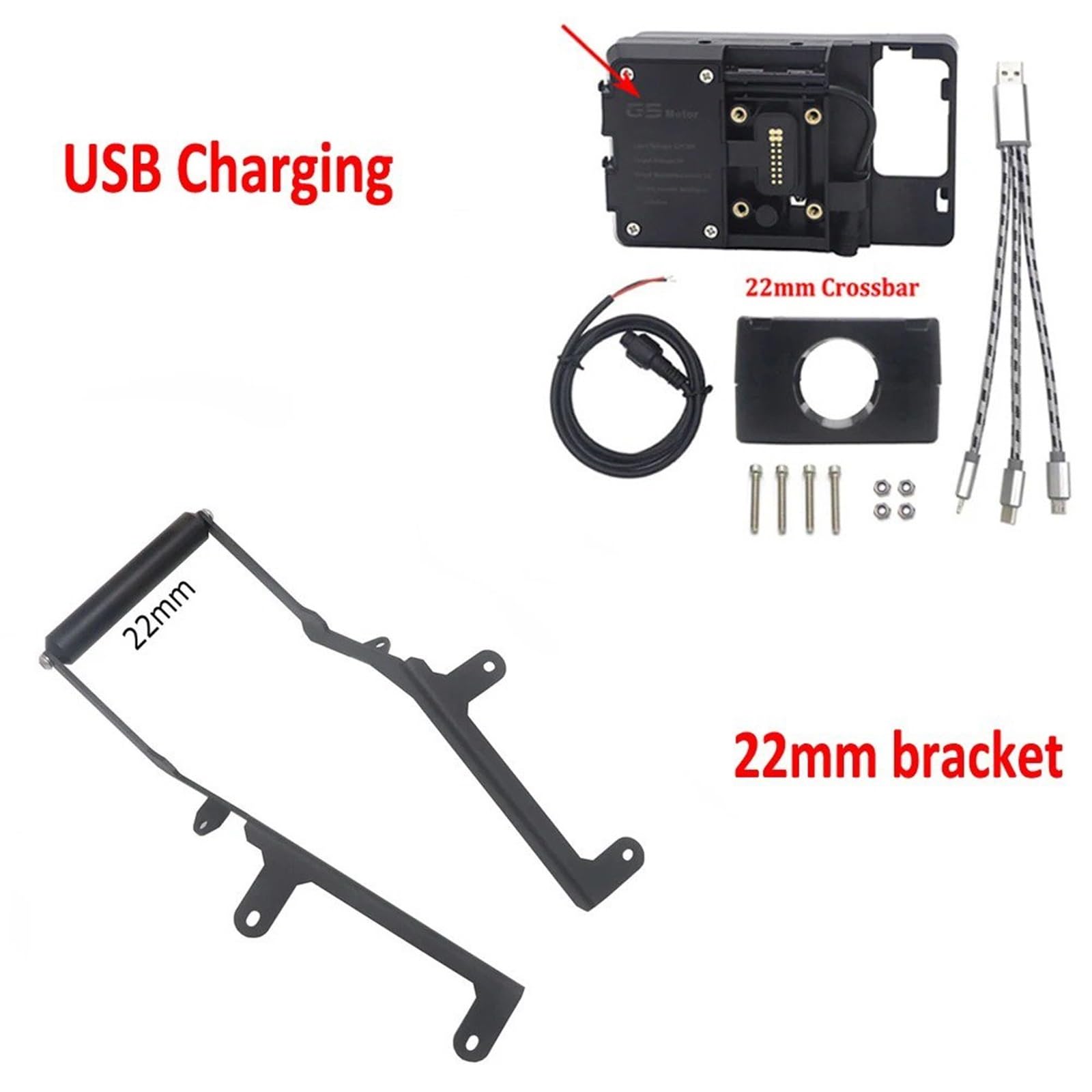 Navigationshalterung Für Forza NSS750 NSS 750 2021 12mm / 22mm Motorrad Handy GPS Halterung Drahtlose Ladestation Navigation Halterung Bord(22mm USB Stand) von Sqnbra