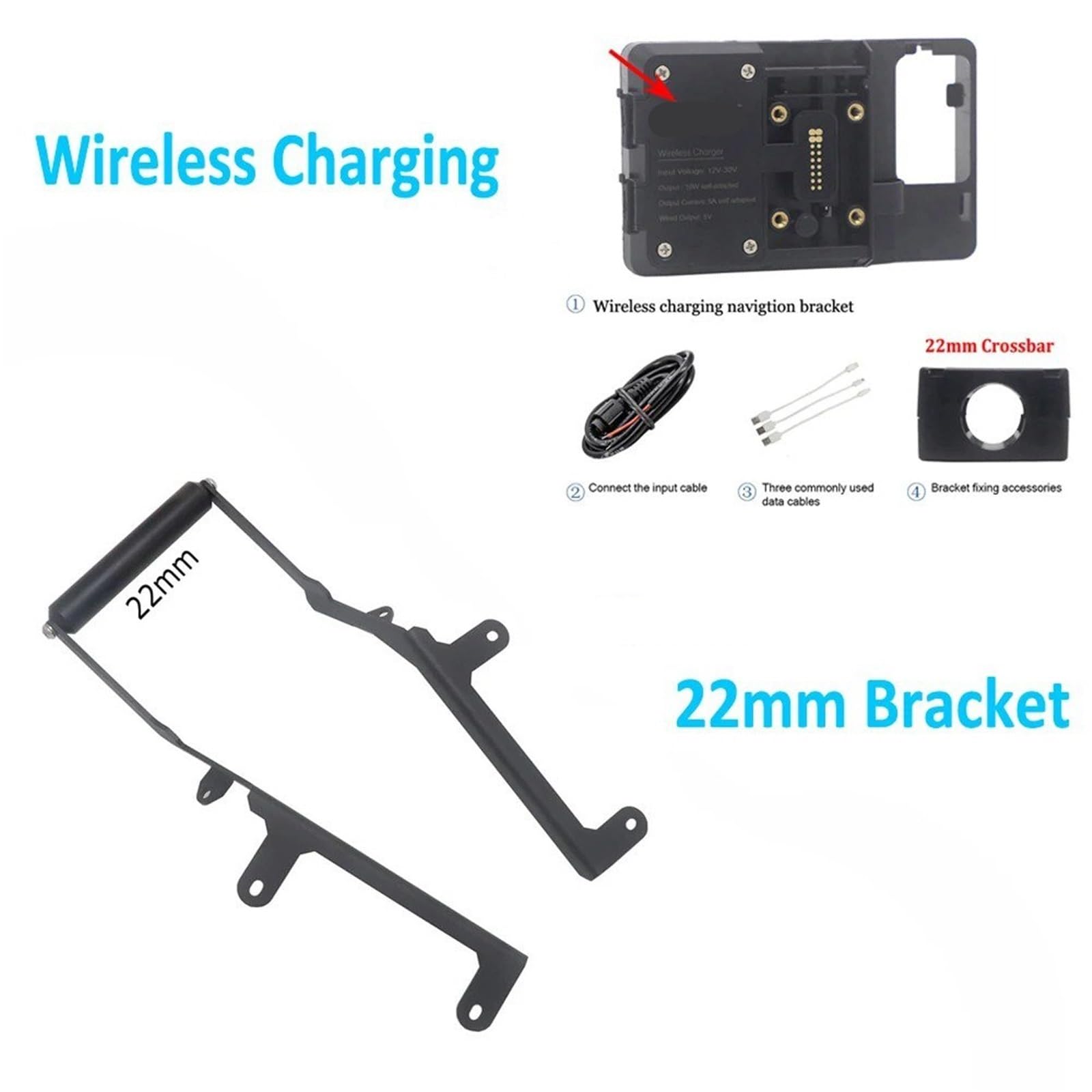 Navigationshalterung Für Forza NSS750 NSS 750 2021 12mm / 22mm Motorrad Handy GPS Halterung Drahtlose Ladestation Navigation Halterung Bord(22mm Wireless Stand) von Sqnbra