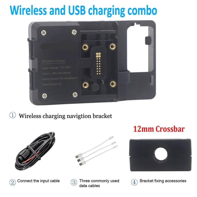 Navigationshalterung Für Forza NSS750 NSS 750 2021 12mm / 22mm Motorrad Handy GPS Halterung Drahtlose Ladestation Navigation Halterung Bord(Wireless 12mm Clip) von Sqnbra