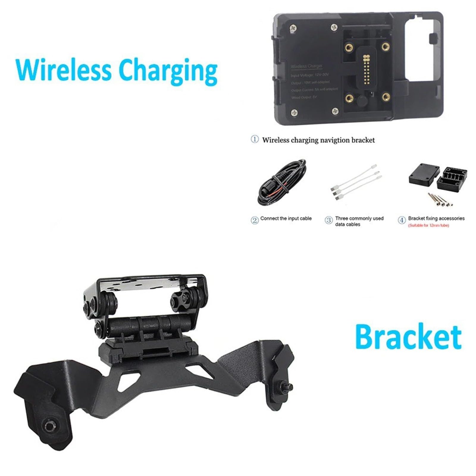 Navigationshalterung Für Kawasaki Für Versys 1000 Für VERSYS1000 2018 2019 2020 Neue Motorrad Telefon GPS Navigation Halterung USB Drahtlose Lade Halterung Ständer(Wireless and Bracket) von Sqnbra