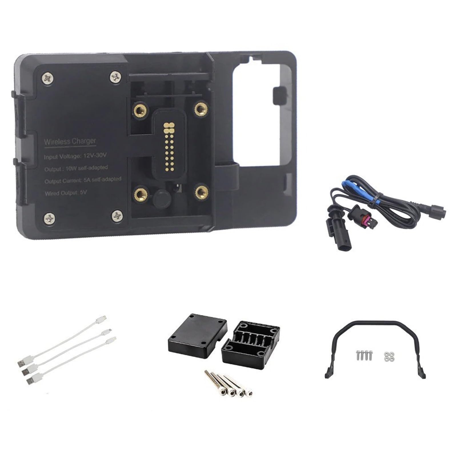 Navigationshalterung Für R1250GS ADV R1200GS LC Abenteuer R 1250 GS 2013 2014-2018 2019 Motorrad Drahtlose Lade Handy Halter Stehen USB Navigation Halterung(Wireless Lossles Set) von Sqnbra