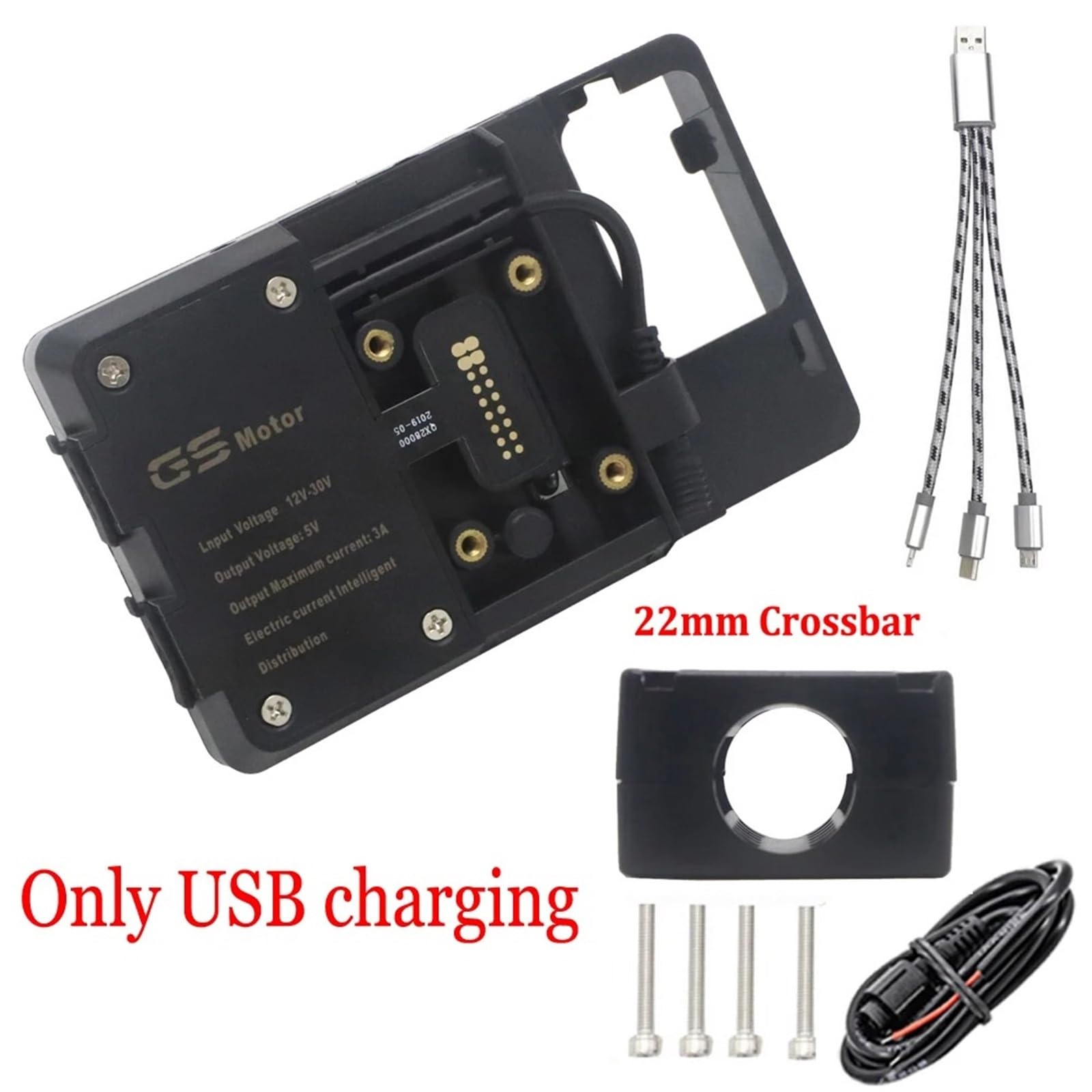 Navigationshalterung Für SYM MAXSYM TL 500 TL500 2020 Motorrad Vorne Handy GPS Halterung Navigation Halterung USB Und Drahtlose Ladestation(USB 22mm Clip) von Sqnbra