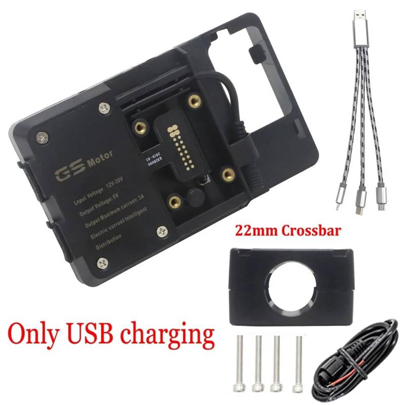 Navigationshalterung Für SYM MAXSYM TL 500 TL500 2020 Motorrad Vorne Handy GPS Halterung Navigation Halterung USB Und Drahtlose Ladestation(USB 22mm Clip) von Sqnbra