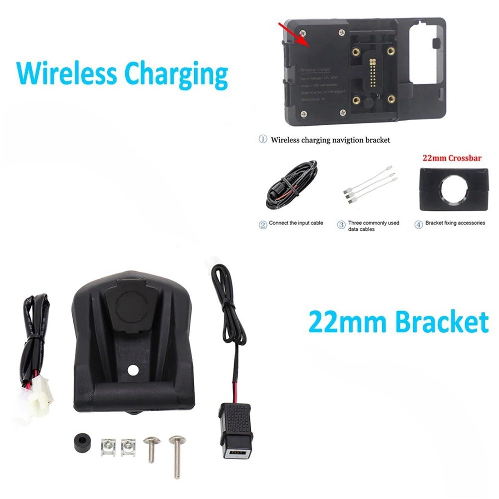 Navigationshalterung Für TMAX T MAX T-MAX 530 DX SX T-max 560 Motorrad Telefon GPS Navigation Halterung Drahtlose USB Lade Port Halter Halterung(22mm Wireless Holder) von Sqnbra