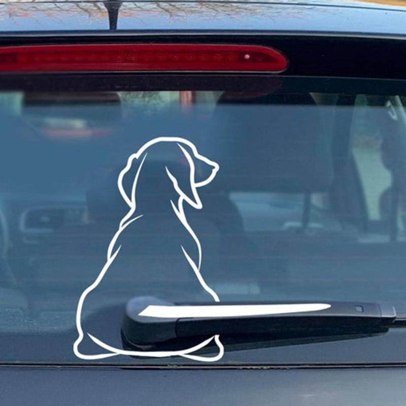 1 x weißer Hund mit Transferwischerschwanz, Heckscheibenwischer-Aufkleber, Autowischer-Aufkleber, Autowischer-Aufkleber, Ersatzbürsten, Scheibenwischer und Teile von SquarezhenBo
