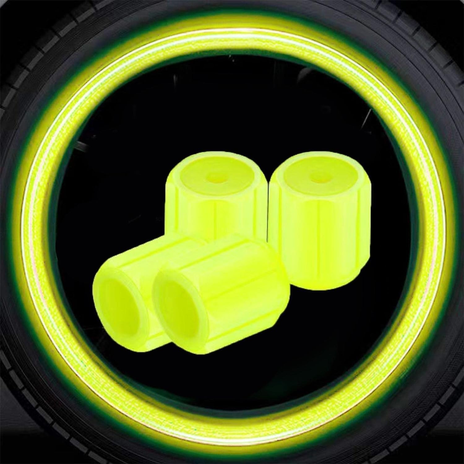 4Pcs Gelb Leuchtende Reifen Ventilkappen für Auto und Motorrad - Glowing Hub Cover Rad Styling Werkzeug - Auto Zubehör und Teile 4Pcs Gelb Leuchtende Reifen Ventilkappen für Auto und Motorrad - Glowing Hub Cover Rad Styling Werkzeug - Auto Zubehör und Teile von SquarezhenBo