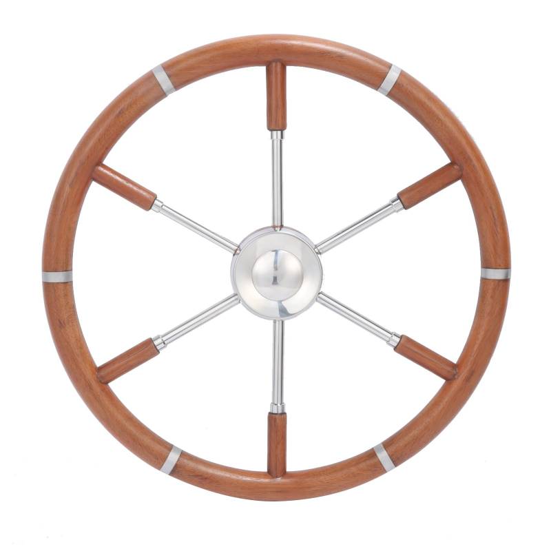 Teak Holzgriff Boot Lenkrad 6 Speiche 304 Edelstahl Mittel Rahmen Ersatz Yachten Lenkrad für 5/8 Zoll Sich Verjüngende Welle Helme von Srliya