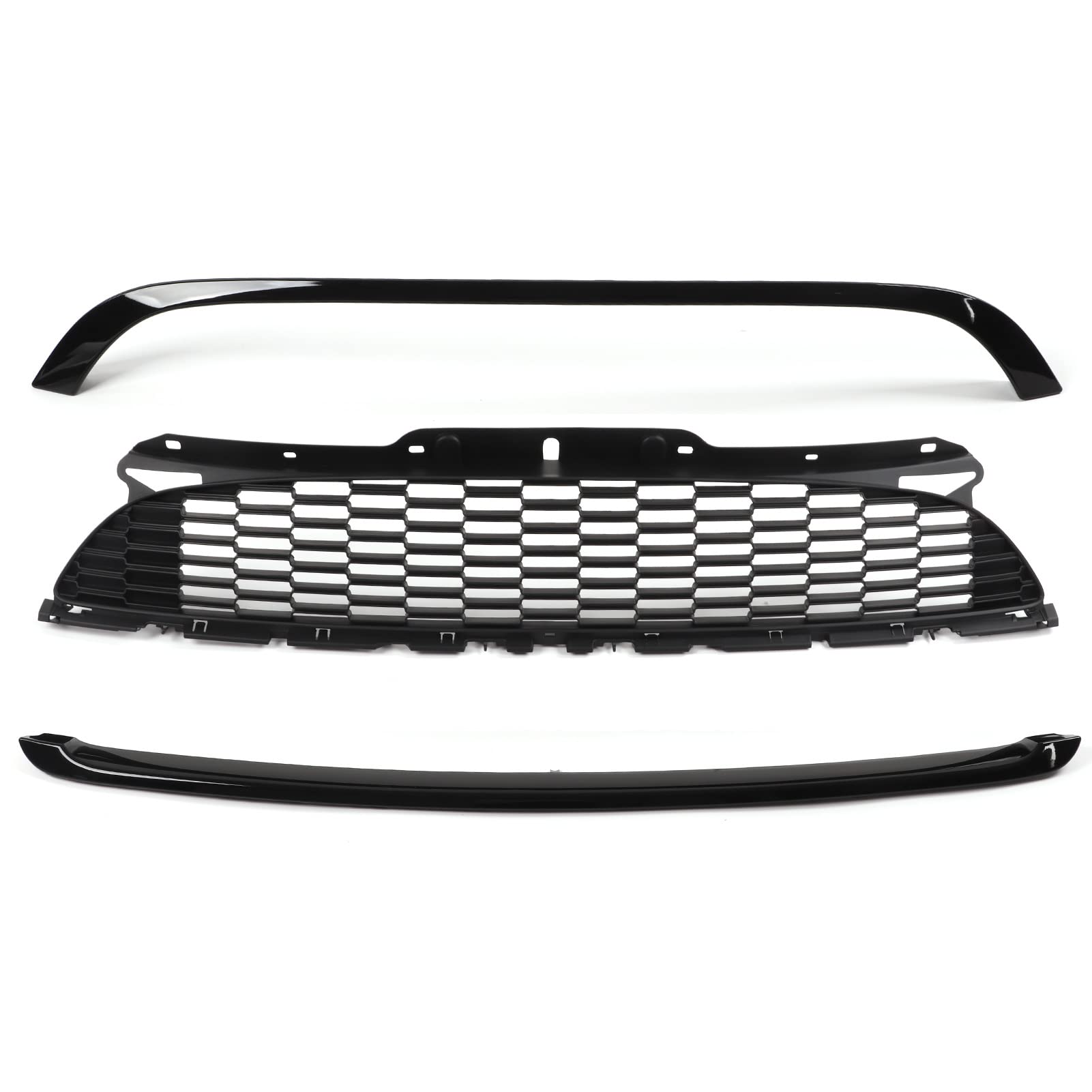 Vordere Stoßfänger Grill 3pcs Set Glänzend Schwarz Vorne Kapuze -Kühlergrill Surround -Trimmkits für R55 R56 R57 R58 R59 S JCW Vordere Stoßfänger Grill 3pcs Set Glänzend Schwarz Vorne Kapuze -Kühlergrill Surround -Trimmkits für R55 R56 R57 R58 R59 S JCW von Srliya