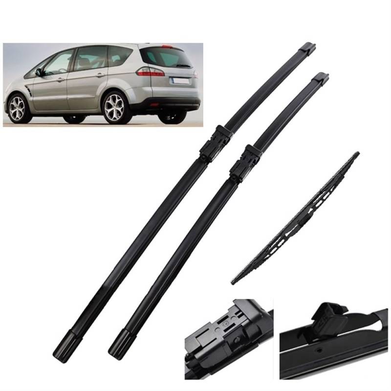 Umweltfreundlicher scheibenwischer Set für Ford S-Max Smax 2006–2008, Scheibenwischer-Set for vorne und hinten,76,2 cm + 66 cm + 35,6 cm von Srltsy