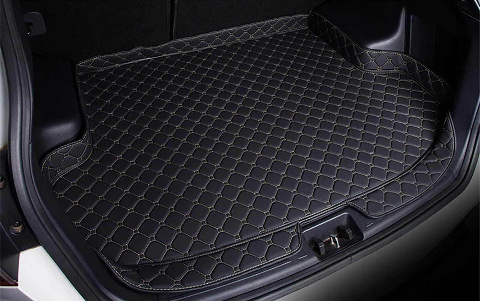 Auto Leder Kofferraummatten für Nissan Qashqai (J11) 2016-2021, Kofferraum Schutzmatte Kofferraumwanne Teppich Schutzmatten Teppich Kratzfest Interieur ZubehöR, B/Black-Beige von StRoux