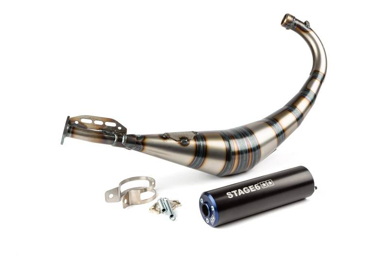 Auspuff Stage6 Streetrace CNC blau / schwarz Derbi / Minarelli AM6 von Stage6