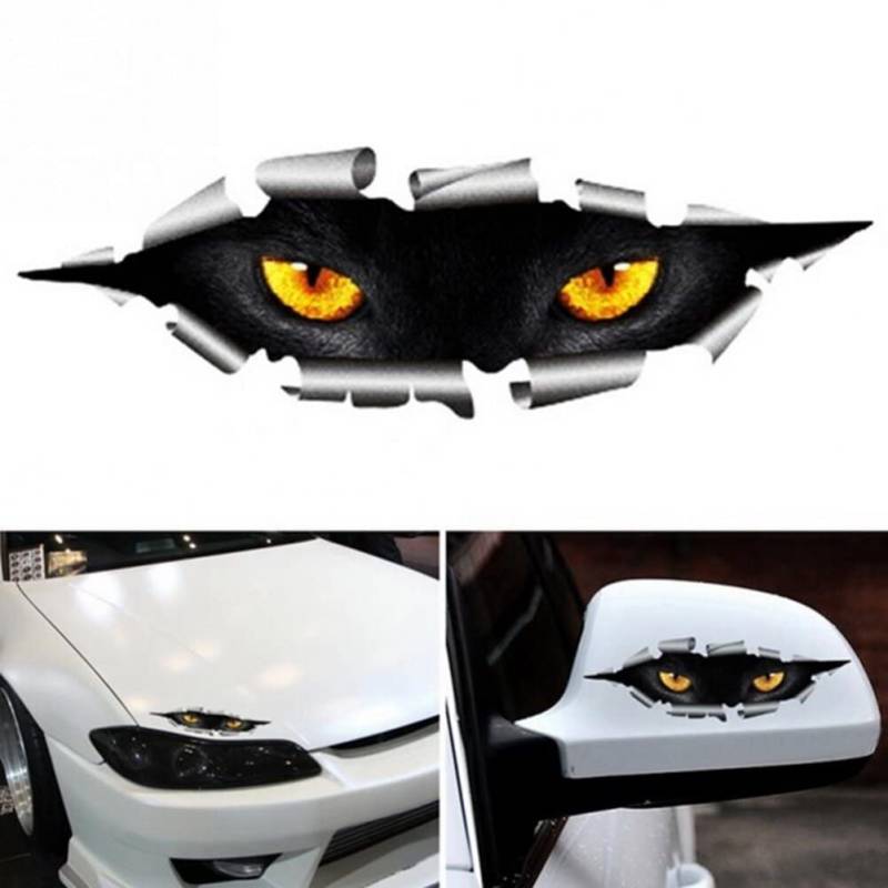 Lustiger 3D -Auto -Aufkleber 2pcs Katzenaugen -Peeking -Aufkleber Simulation Eye Car Sticker wasserdichte Rückspiegelaufkleber Für Alle Autos von Stakee