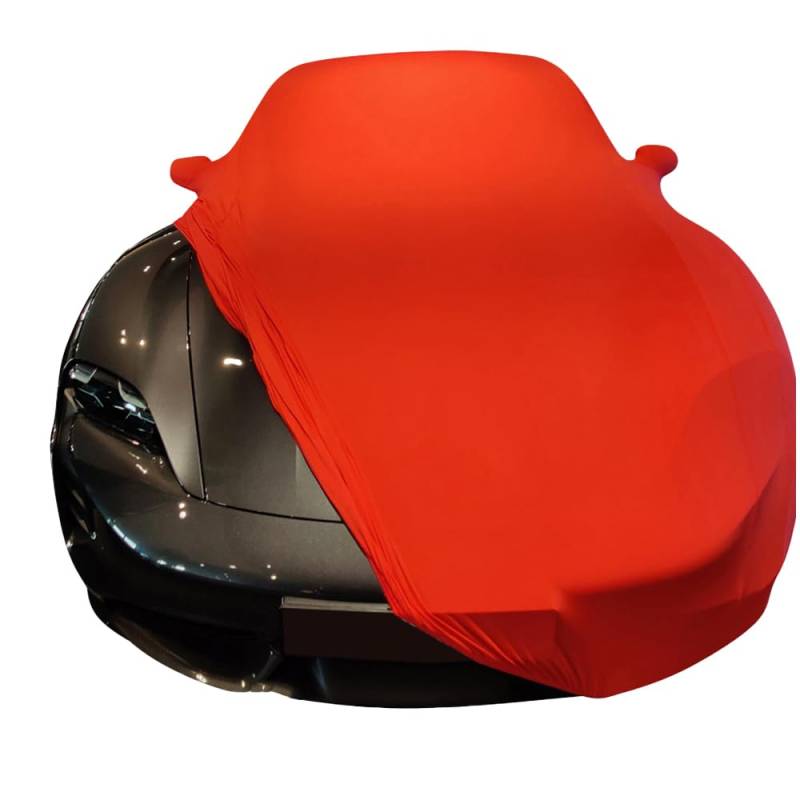 AUTOABDECKUNG ROT PASSEND FÜR Porsche TAYCAN MIT SPIEGELTASCHEN GANZGARAGE INNEN SCHUTZHÜLLE ABDECKPLANE SCHUTZDECKE Cover von Star Cover