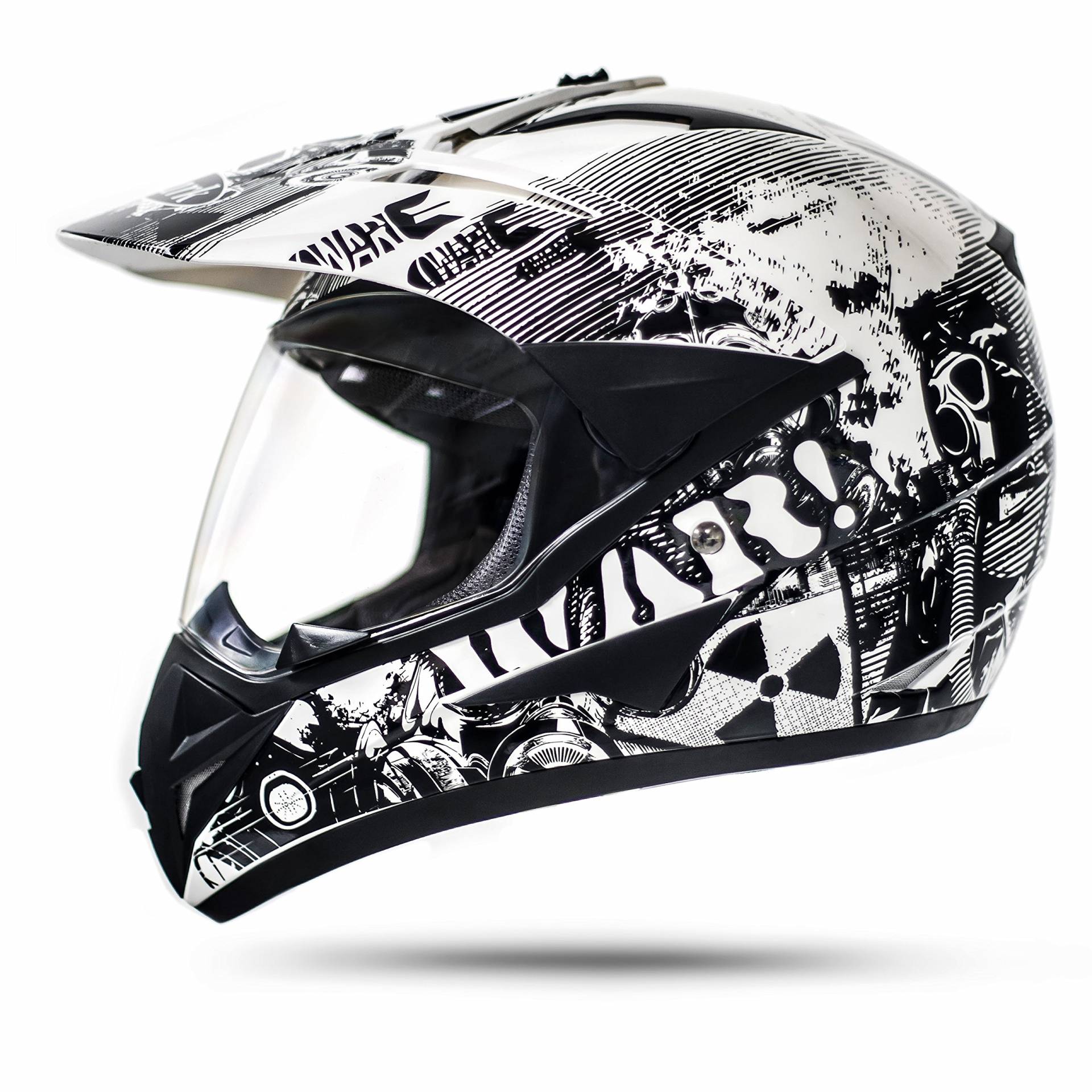 GS War Weiß Crosshelm mit Visier für Quad ATV Enduro Motorradhelm ECE 2205 Größe: M 57-58cm GS War Weiß Crosshelm mit Visier für Quad ATV Enduro Motorradhelm ECE 2205 Größe: M 57-58cm von ATO Moto