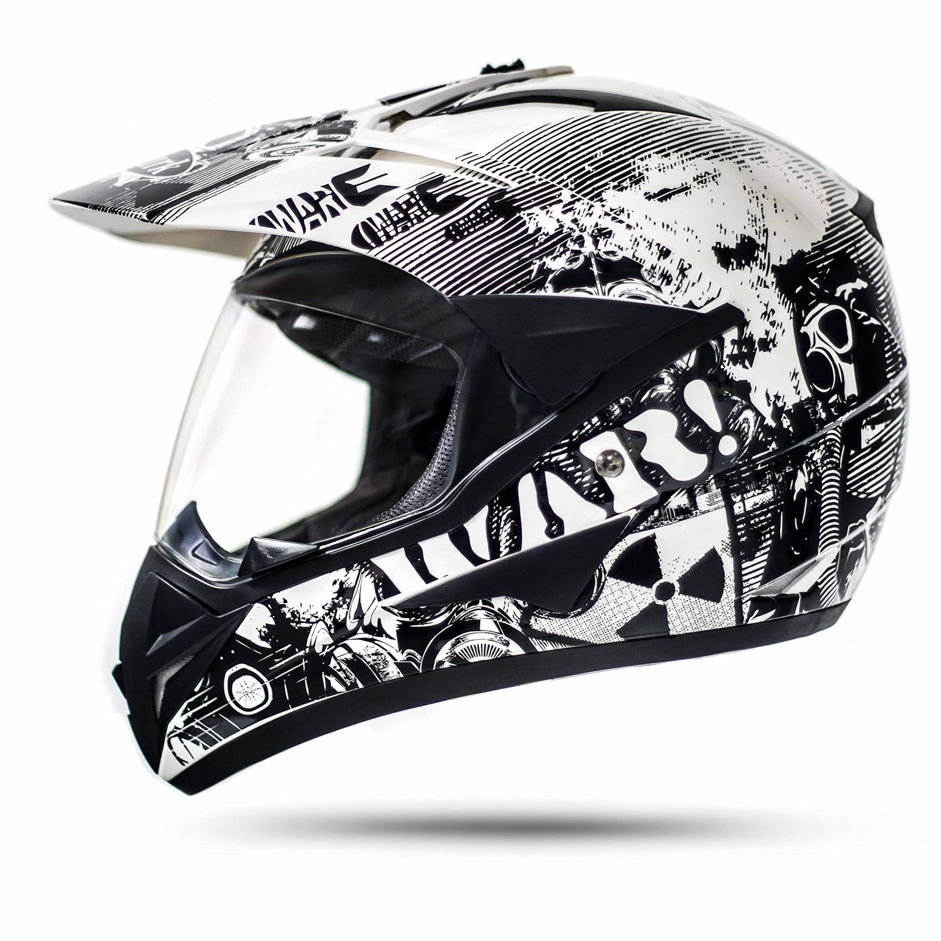 GS War Weiß Crosshelm mit Visier für Quad ATV Enduro Motorradhelm ECE 2205 Größe: S 55-56cm von ATO-Helme