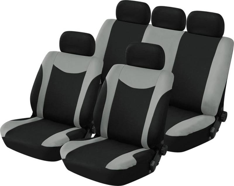 Komplettset Sitzbezüge und Kopfstütze Uranus - Schwarz und Grau - für alle Autos, auch für Sitze mit Armlehnen von Start