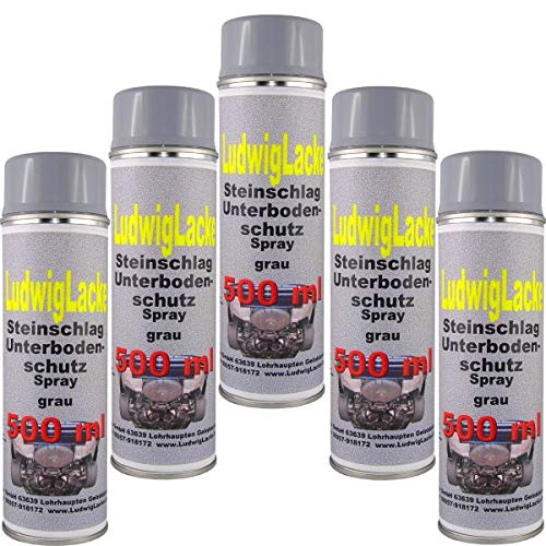 5 x 500 ml Spray Steinschlagschutz grau überlackierbar mit Autolack von Steinschlagschutz Unterbodenschutz