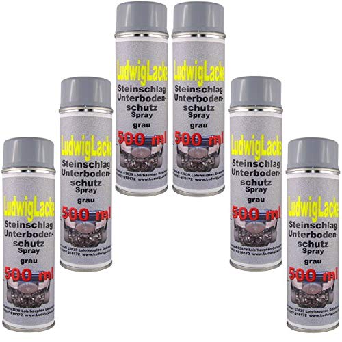 6 x 500 ml Spray Steinschlagschutz grau überlackierbar mit Autolack von Steinschlagschutz Unterbodenschutz