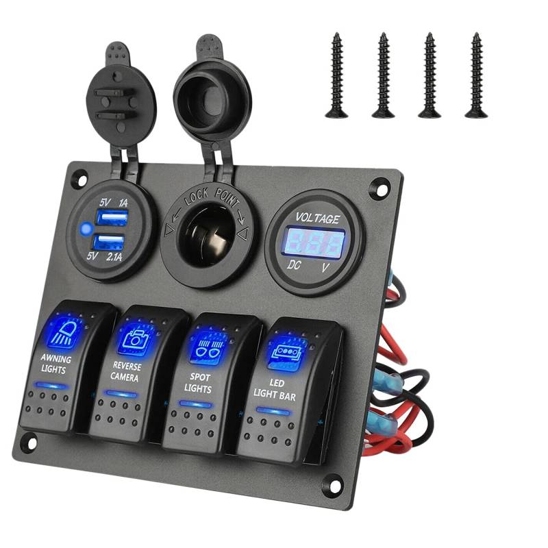 Steowsey 12-24V 4 Gang Umschalten LED Kipphebel Schalter Leistung Schaltkreis Schalter Wasserdicht für Auto Marine Boote von Steowsey