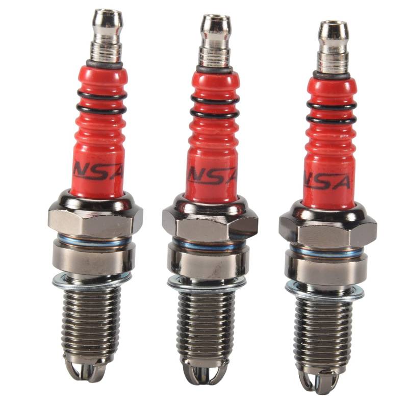 Steowsey 3 Stücke D8TC 3 Elektrode Zündkerze, Racing Zündkerze Mit 3 Elektrode Für CG 125 150 200Ccm CF250 Motorrad Roller ATV Quads von Steowsey