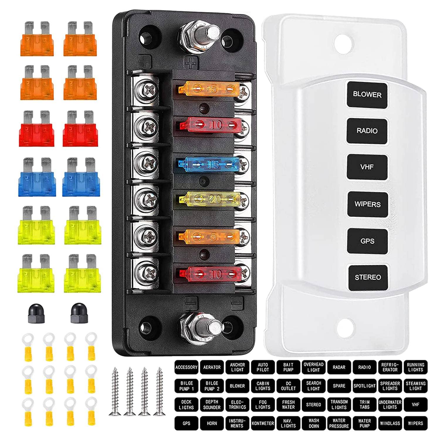 Steowsey 6 Wege Sicherung Block Klinge Sicherung Kasten mit Negativem Bus - ATC/ATO für Boot Yacht Fahrzeug Auto RV Auto AnhäNger SUV Steowsey 6 Wege Sicherung Block Klinge Sicherung Kasten mit Negativem Bus - ATC/ATO für Boot Yacht Fahrzeug Auto RV Auto AnhäNger SUV von Steowsey