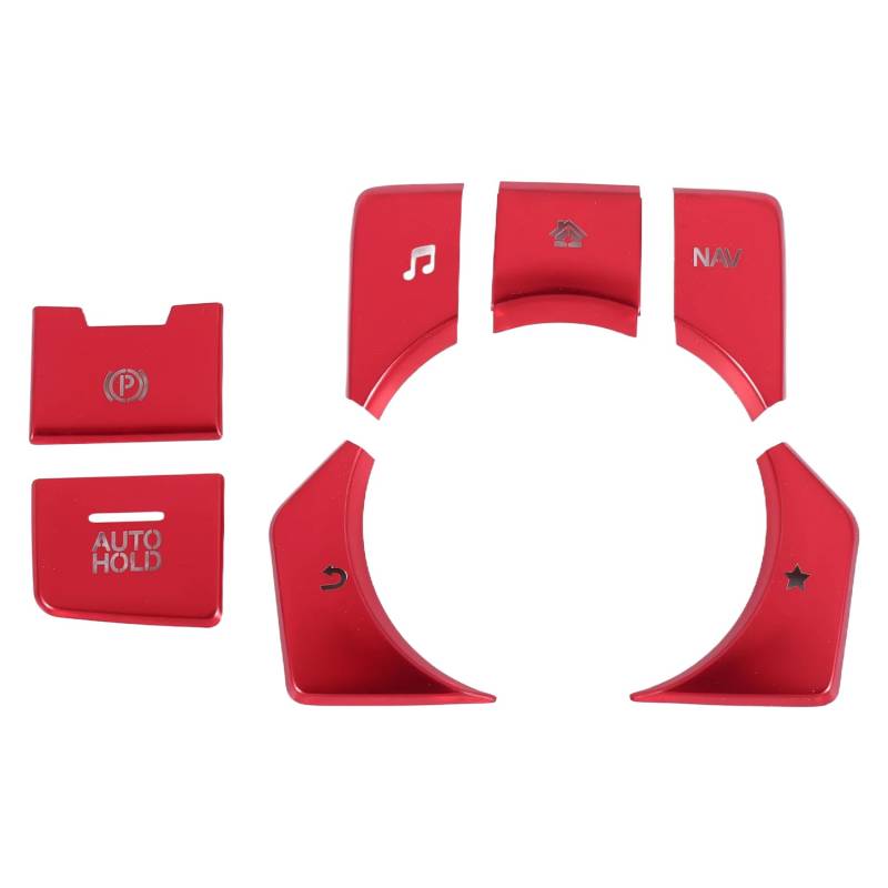 Steowsey 7 StüCke Rot Elektronische Hand Bremse Multimedia Taste Abdeckung Verkleiodung für 3 6-5 -9 2016-2020 Mittel Konsole Aufkleber von Steowsey