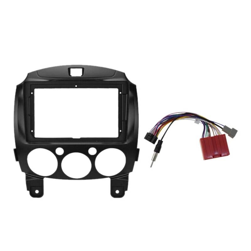 Steowsey 9 2 DIN Auto Armaturenbrettrahmen, DVD Navigationsbereich, Rahmen, Radio Audio Panel mit Kabelbaum für 2 Demio 2007-2014 von Steowsey