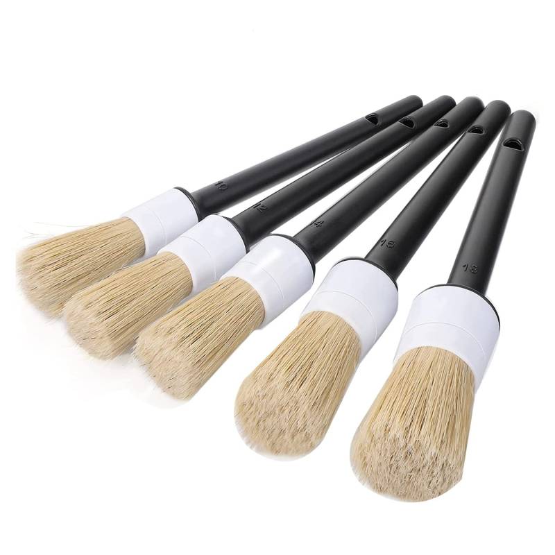 Steowsey Car Exterior Interior Detail Brush 5Pcs HaarborstenbüRsten für die Autoreinigung Auto Detail Tools Armaturenbrett-ReinigungsbüRste von Steowsey