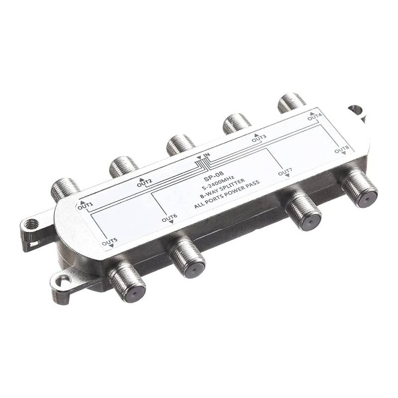 Steowsey Digitaler 8-Wege-Koaxialkabel-Splitter 5-2400 MHz, RG6-Kompatibel, Funktioniert mit Analogen/Digitalen TV-Verbindungen und Internet von Steowsey