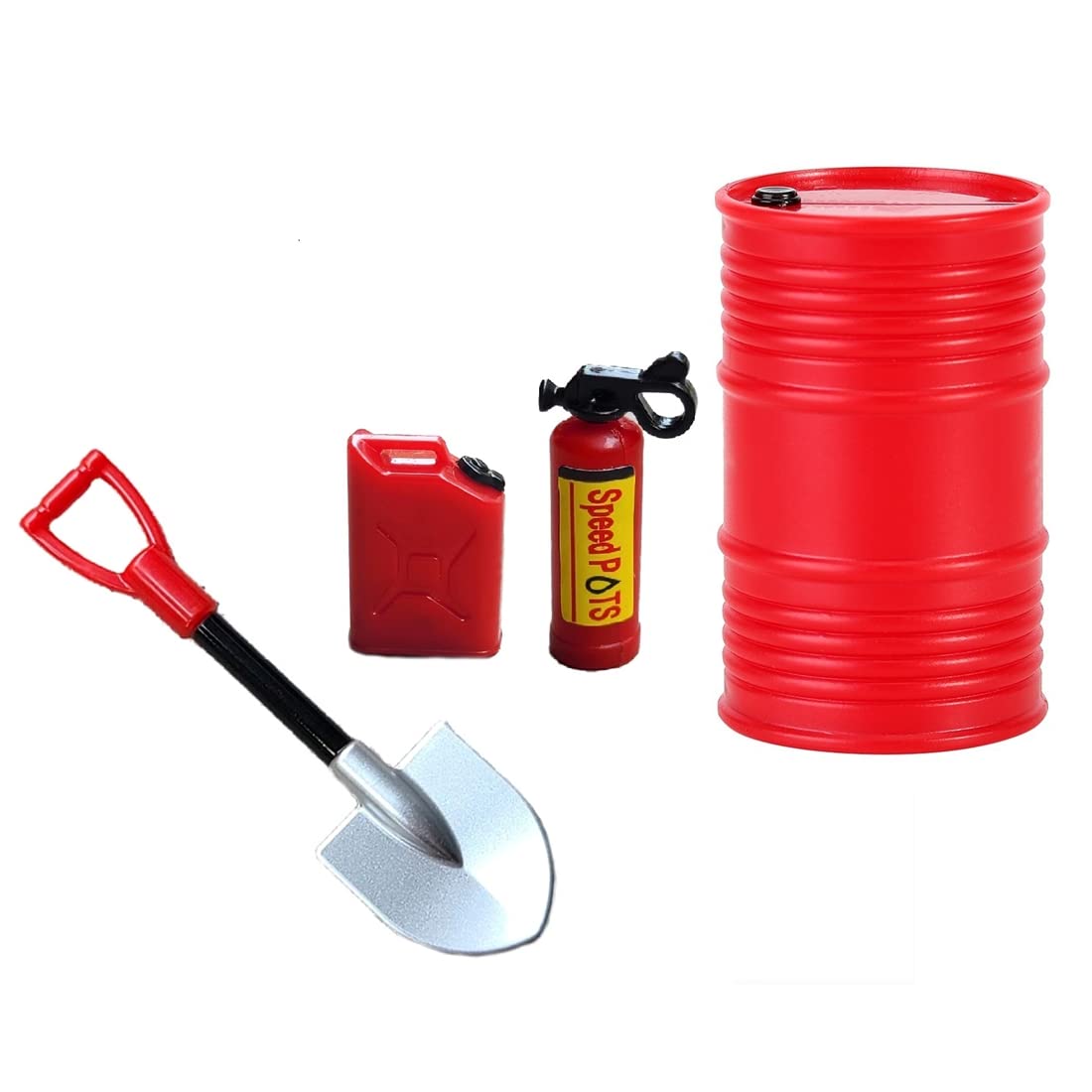 Steowsey Mini Schaufel Kraftstofftank ÖLfass FeuerlöScher Dekoration für Axial SCX24 C10 JLU 1/24 RC Auto Steowsey Mini Schaufel Kraftstofftank ÖLfass FeuerlöScher Dekoration für Axial SCX24 C10 JLU 1/24 RC Auto von Steowsey