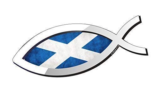 Christliches Fisch Symbol Ichthys Ichthus mit Scotland Flagge Motiv Vinyl Auto Aufkleber 150x60mm Ca. von Sticar-it Ltd