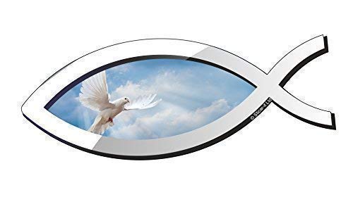 Christliches Fisch Symbol Ichthys Ichthus mit Weiß Dove von Peace Motiv Vinyl Auto Motorrad Aufkleber Aufkleber 150x60mm Ca. von Sticar-it Ltd