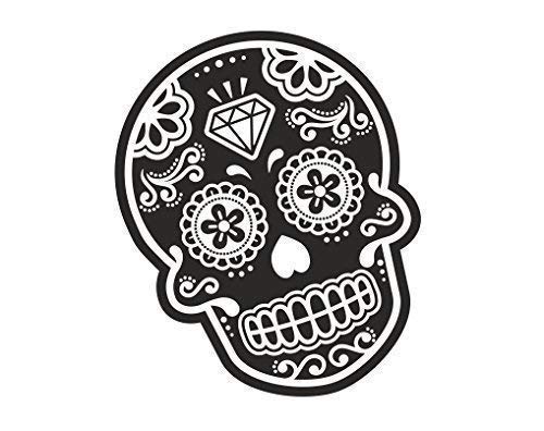 Sticar-it Ltd Aufkleber, Design zum Tag der Toten in Mexiko, Totenkopf schwarz weiß, Vinyl für Auto/Fahrrad, ca. 120 x 90 mm von Sticar-it Ltd