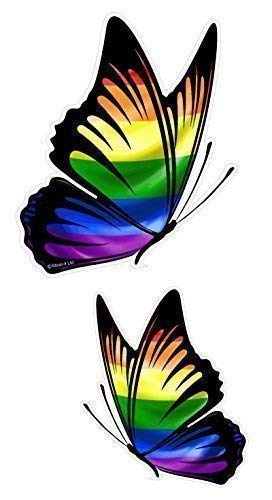 Sticar-It Ltd Linkshänder Paar Schmetterlinge mit Gay Pride Lbgt Regenbogen Flagge Motiv Vinyl Auto Aufkleber von Sticar-it Ltd