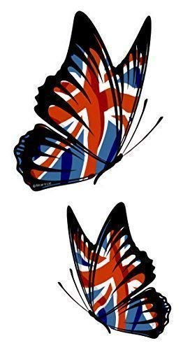Sticar-it Ltd Hand Paar Schmetterlinge Mit Union Jack Britische Flagge Motiv Auto Aufkleber von Sticar-it Ltd
