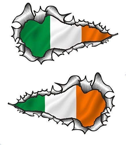 Sticar-it Ltd Langes Paar ZERRISSENES METALL Irland Irisch IRL National Landesflagge Vinyl Autosticker Aufkleber - groß 200x115mm jede von Sticar-it Ltd