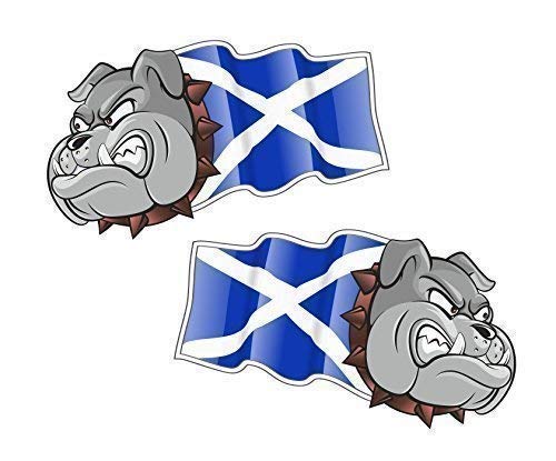 - es Sticar Ltd Hand Paar Saltire Schottland Flagge Schottland Bulldog Mascot Vinyl Car Bike Helmet Decal Sticker klein, 50 mm breit, von Sticar-it Ltd